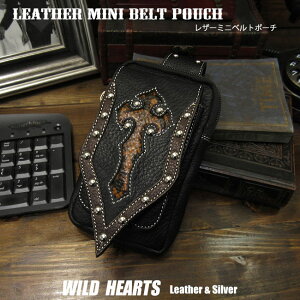 ~j EGXg|[` iPhone/ACtH X}zP[X xg|[` {v U[ wr/pC\ Leather iPhone Plus/max Smartphone Case Mini Belt PouchWILD HEARTS Leather&Silver(ID ic2409b46)za025
