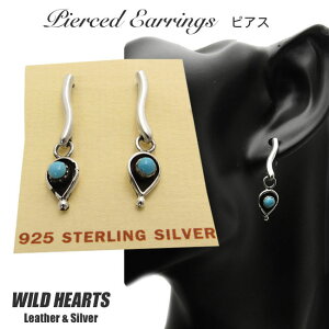 �s�A�X �^�[�R�C�Y �V���o�[925 �l�C�e�B���n �C���f�B�A���X�^�C��Turquoise Sterling Silver Pierced Earrings Native American styleWILD HEARTS Leather&Silver (ID se3232)za018