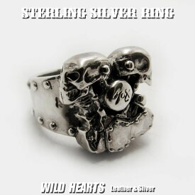 スカル ハーレー ナックル／パンヘッド リング エンジンモチーフリング シルバー製リング ハーレーダビッドソン シルバーアクセサリ Harley Davidson Skull Knuck/Pan headle Engine/Sterling Silver RingWILD HEARTS Leather&Silver (ID trs0119)