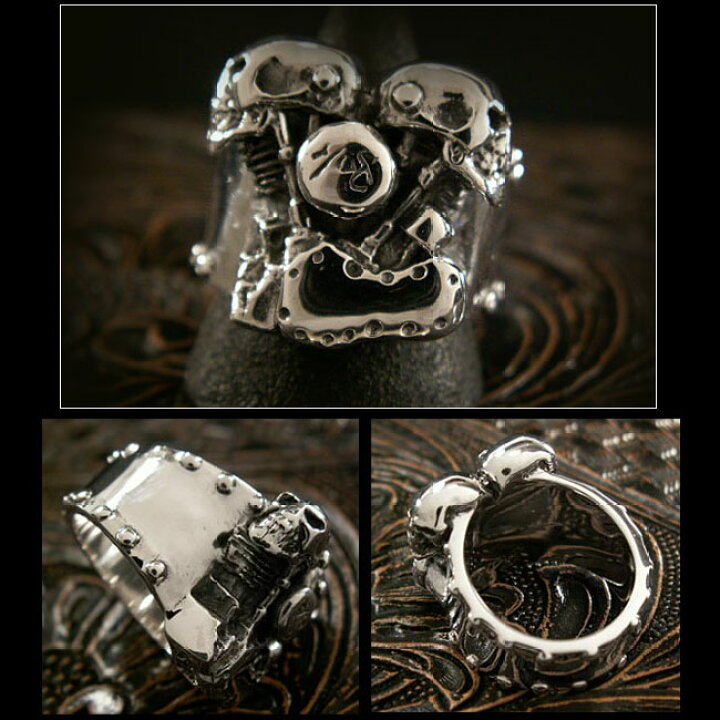 楽天市場】スカル ハーレー ナックル／パンヘッド リング エンジン  