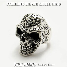 メンズリング タトゥースカルシルバーリング シルバー925 指輪 Silver925 ドクロSkull Tatoo Ring sterling silver 925 Biker Gothic Punk RockWILD HEARTS Leather&Silver (ID sr0783r89)