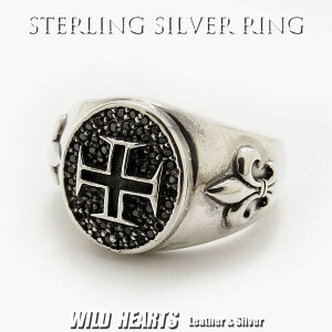  Vo[O 䃊O NXO S̖ tAOSTERLING SILVER 925 Ring Fleur de Lis French Lily Flower Royal RingWILD HEARTS Leather&Silver (ID trg0613)