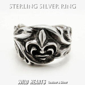 YO S̖  O tAO Vo[O w Vo[925 Fleur-de-lis Sterling silver Ring WILD HEARTS leather & silver(ID trs0518)