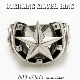 シルバーリング ホースシュー 馬蹄 蹄鉄 U字型リング 指輪 シルバー925 sterling silver SV925 Lucky Horse Shoe Star Ring WILD HEARTS Leather&Silver (ID sr0769kr401)