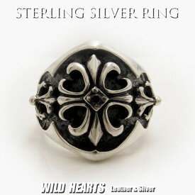 クロスフローリー シルバーリング クロスモチーフリング 指輪 シルバーアクセサリー シルバー925 STERLING SILVER RING/Solid Silver Ring With Cross Motif/WILD HEARTS Leather&Silver (ID sr0767k1)