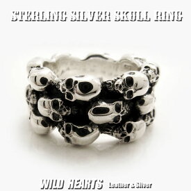 シルバーリング 指輪 シルバー925 髑髏 スカル STERLING SILVER RING Silver925 skull WILD HEARTS Leather&Silver (ID sr0776r61)