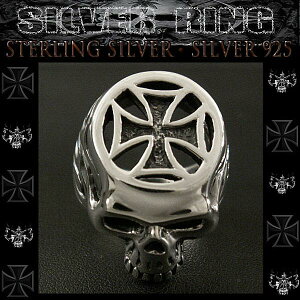XJO ACANXO 䃊O Y hN  \ w Vo[O 26 28 STERLING SILVER RING/cross/skull WILD HEARTS Leather&Silver (ID sr0789r60)
