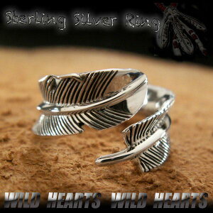 Vo[tFU[O f[X Y CfBAWG[ Vo[925 Indian Style Feather wing Sterling Silver Ring WILD HEARTS Leather&Silver (ID trs0086)za015