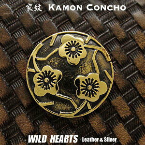 �Ɩ�R���`�� �^�J �Ɩ� �O�ǂ��}�~�̊� Samurai Family Japanese Crest Brass Concho WILD HEARTS Leather&Silver(ID cc2215)