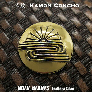 �Ɩ�R���`�� �^�J �퍑���� ��ؐ��� �Ɩ� �e���� Samurai Family Japanese Crest Brass Concho WILD HEARTS Leather&Silver (ID cc2219)