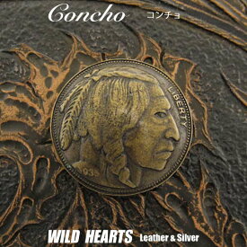インディアンコイン コンチョ レプリカ Concho Native American Buffalo Coin Replica Indian conchoWILD HEARTS Leather&Silver (ID co2348)