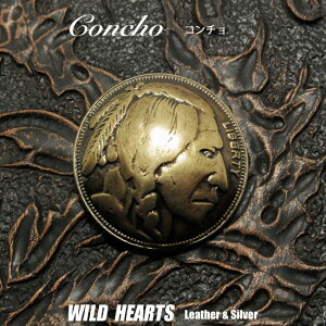�C���f�B�A���R�C�� �R���`�� ���v���J Concho Native American Buffalo Coin Replica Indian conchoWILD HEARTS Leather&Silver (ID co2348)