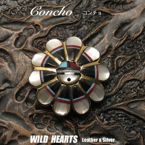 R` TtFCX ^J CfBA^lCeBuAJ X^C Brass Concho Sunface/WILD HEARTS Leather&Silver (ID cc4252)za012