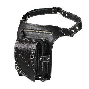 U[ EGXgobO bO|[` bOobO qbvobO {fBobO {v oCJ[ NR_C^ Leather Waist Bag Fanny Pack Black WILD HEARTS Leather&Silver(ID wb3652t26)za025
