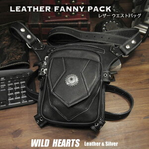 bOobO qbvobO EGXgobO bOxgt oCJ[ c[OobO {fBobO {v U[ ubN Leather Fanny Pack Black WILD HEARTS Leather & Silver (ID wb397s4)za001