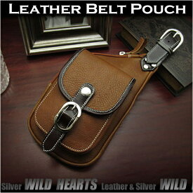 ウエストポーチ シザーバッグ ヒップバッグ 本革 レザー Genuine Leather Waist Pouch Belt pouch Purse Medicine BagWILD HEARTS Leather&Silver (ID wp3435b36)za025