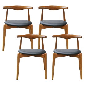 【4脚セット】Arc Chair（アークチェア） 木製 エルボーレスト（肘置き）付き ダイニングチェア | 北米産ホワイトアッシュ材使用 北欧 ナチュラル ブラウン 木 肘掛 アームレスト シンプル 茶色 おしゃれ 送料無料