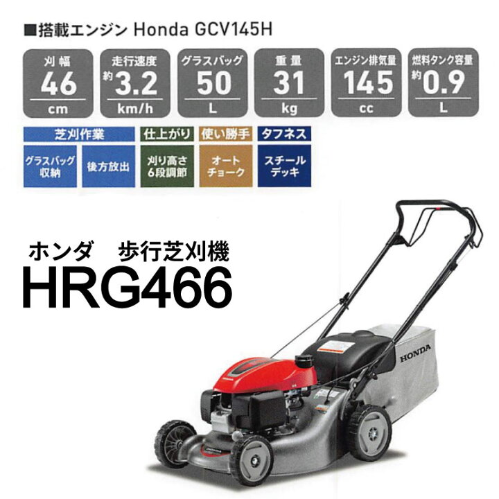 楽天市場】ホンダ エンジン式 芝刈り機 HRG466 エンジン芝刈機 