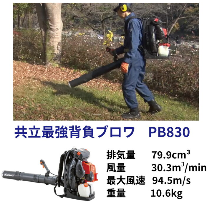楽天市場】共立 エンジン 背負式ブロワー 屋外掃除機 PB830 : 農園芸と 