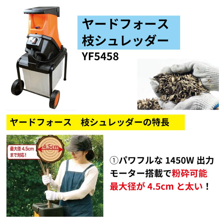 楽天市場】ヤードフォース 枝シュレッダー YARD FORCE YF5458 : 農園芸 