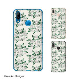 HUAWEI P20 lite (au HWV32 / SIMフリー) ローズ17 ホワイト 花柄 薔薇 ハナ バラ 大人カワイイ スマホ ケース ハード カバー ファーウェイ