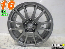 【中古】PREDICTグレー系/スポーク16x6.5J+38/114.3/5H16インチ ホイール4本セット