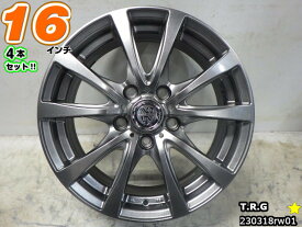 【中古】T.R.Gガンメタ/スポーク16x6.5J+53/114.3/5H16インチ ホイール4本セット