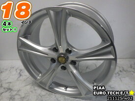 【中古】PIAA EUROTECH E/Tシルバー/ポリッシュ/スポーク18x7J+53/114.3/5H18インチ ホイール4本セット