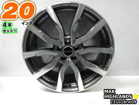 【中古】MAK HIGHLANDS(ハイランズ)グレーポリッシュ/スポーク/M14テーパー20x8.5J+45/108/5H20インチ ホイール4本セット