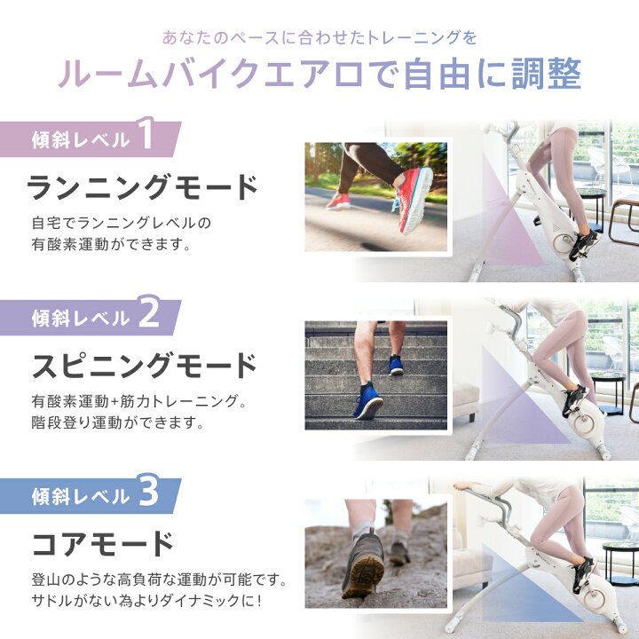 楽天市場】☆1位 TV紹介☆ エアロバイク 立ち漕ぎ 3変形 ROOMFIT 