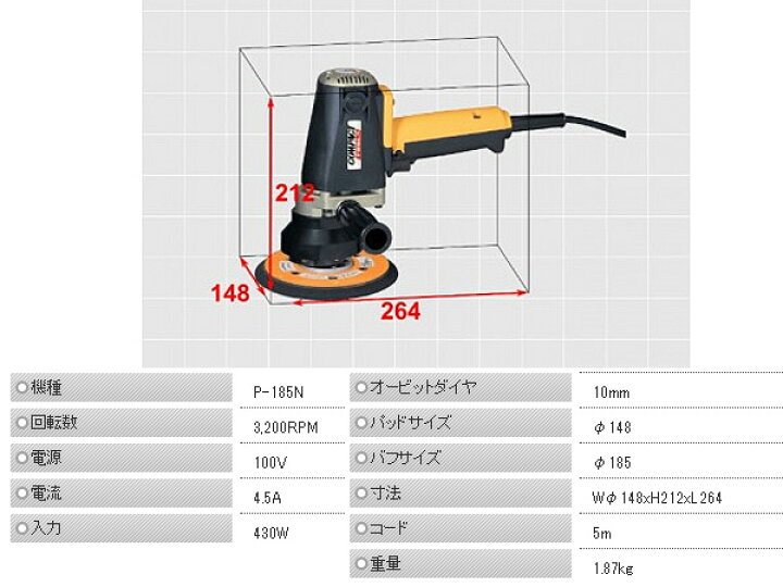 楽天市場】電動 ダブルアクション ポリッシャー P-185N COMPACT TOOL 
