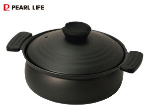 軽量 ふっ素加工 IH対応 土鍋風 卓上鍋 18cm ブラック HC-463 パールライフ パール金属