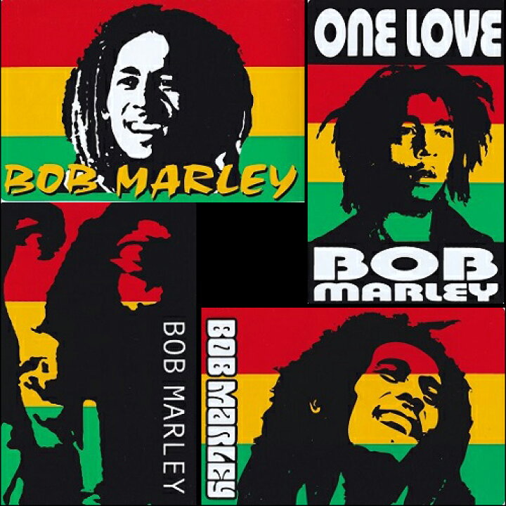 楽天市場 ボブ マーリー ステッカーセットc フォト版16カットシート 大きめイラスト4カット レゲエ シール Reggae ネスタ 八雲堂