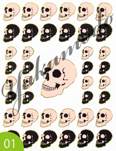 楽天市場 スカル アクセントステッカー 01ベージュ ブラック 02キャラ風キラキラ加工 シールシート ドクロ Skull 八雲堂