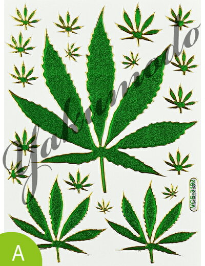 楽天市場 4 アクセントステッカー ガンジャ マリファナリーフ ミラー キラキラ加工 シールシート Hemp ヘンプ 麻 Marijuana カンナビス 八雲堂
