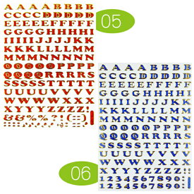 【アルファベット】アクセントステッカー Sサイズ 05レッド赤＆06ブルー青 キラキラ加工 　(ローマ字 シールシート alphabet)