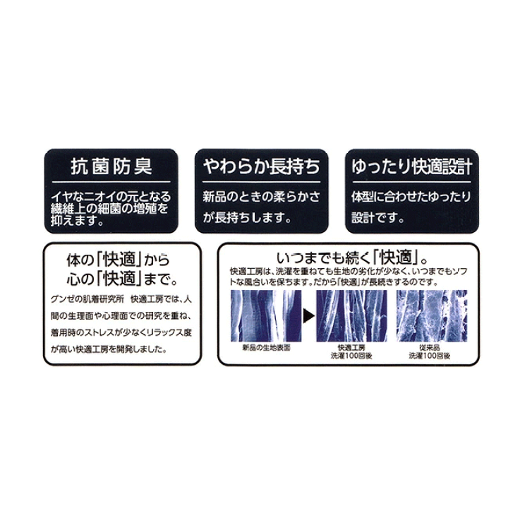 GUNZE Mサイズ 17着（半袖U首5、長袖U首5、ブリーフ5、半ズボン下2） 長袖U首 2枚組 GQA510G :メンズ トップス