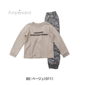 [Ampersand]アンパサンド キッズ パジャマ[80cm/90cm/100cm/110cm/120cm/130cm/140cm][2色]L558011/L558051/男の子/女の子/キルト/上下セット/寝巻き/ナイトウェア/ワンマイルウェア/長袖/普段着/部屋着/保育園/幼稚園/プレゼント/F.Oインターナショナル/恐竜/rzz【RCP】