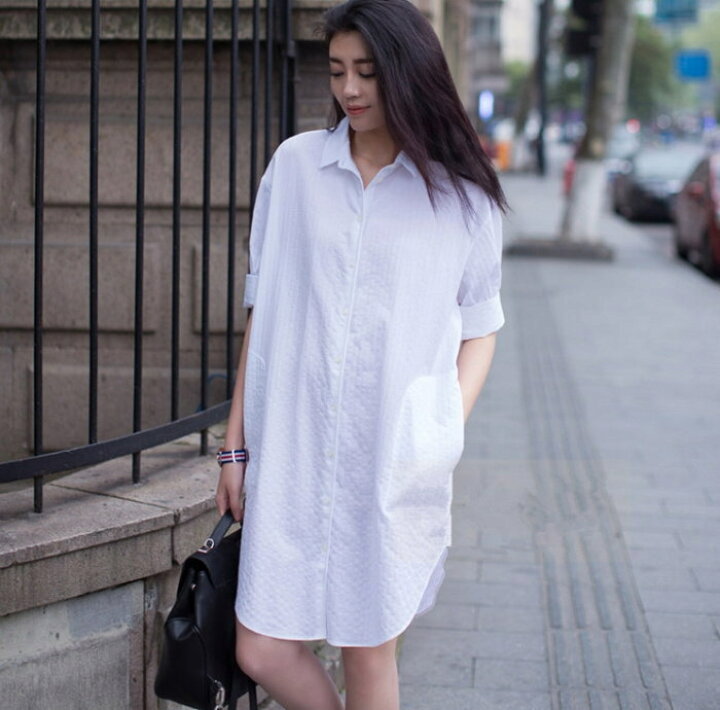 楽天市場 クーポンで10 Off シャツ ブラウス チュニックシャツ ロングシャツ 無地 半袖 ホワイト 白 ロング丈 春夏 レディース メール便送料無料おうちコーデ アパレル Yang Gen