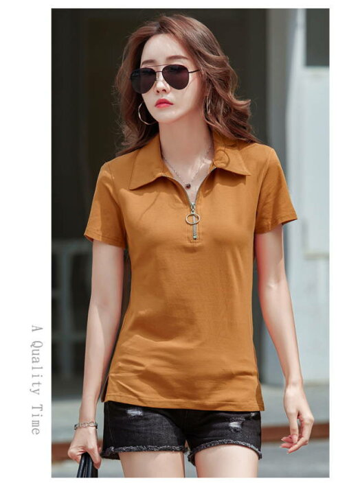 クーポンで10%OFF!tシャツ Tシャツ レディース 半袖 ポロシャツ レディース 春夏 カットソー Vネック スキッパー 大きいサイズ 白 黒 ゆったり カジュアル 無地 メール便送料無料おうちコーデ (アパレル) Yang gen レディース シンプル無地半袖ポロシャツ サイドスリット ワインレッド ゆったりL
