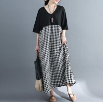 楽天市場】リネン ワンピース（柄チェック）（ワンピース｜レディース  