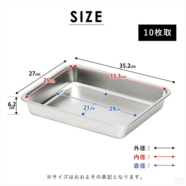 楽天市場】ステンレスバット 深型 (10枚取サイズ)【業務用】【角バット 