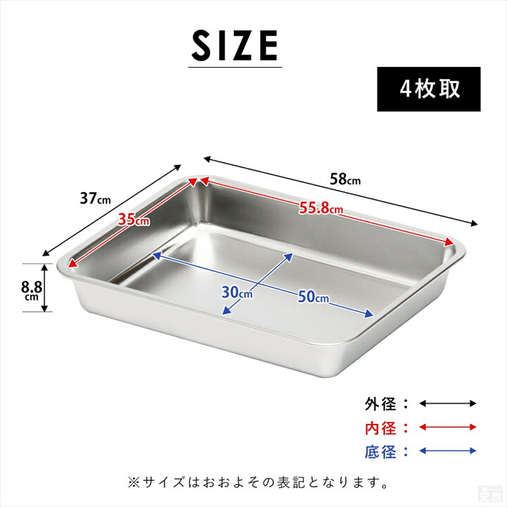 楽天市場】ステンレスバット 深型 (4枚取サイズ)【業務用】【角バット 