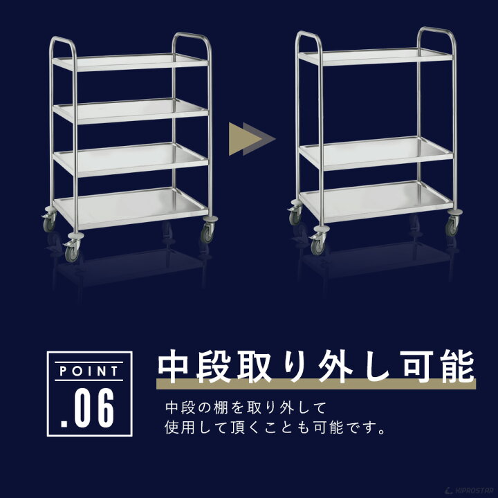 楽天市場】【条件付き送料無料】キャスター付き ステンレス ワゴン【中 
