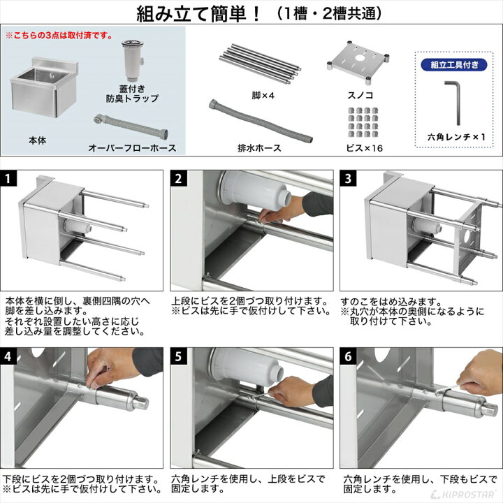 楽天市場】業務用 二槽シンク 1200×600 KIPROSTAR【ステンレス 