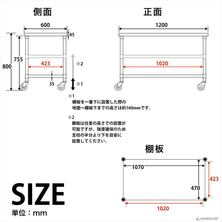 楽天市場】ステンレス 作業台 キャスター付き 3段タイプ 業務用 調理台  