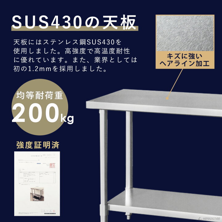 楽天市場】ステンレス作業台 業務用 調理台 1200×450×800 板厚  