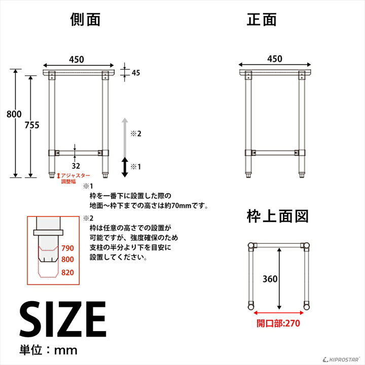 楽天市場】ステンレス 作業台 スノコなし 三方枠 業務用 調理台 450 