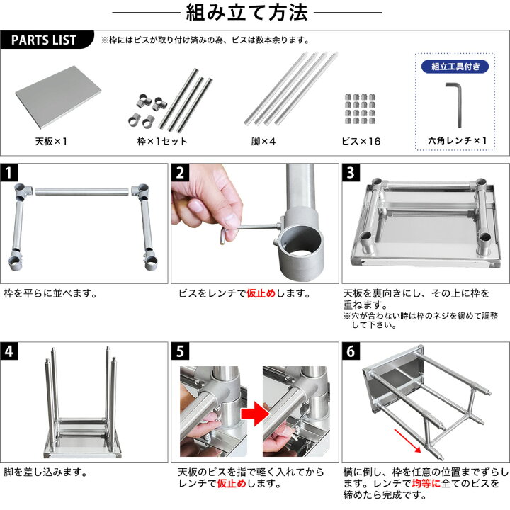 楽天市場】ステンレス 作業台 スノコなし 三方枠 業務用 調理台 450 