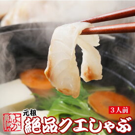 【ポイント5倍 4/12迄】元祖絶品天然クエしゃぶ3人前【本クエだし付き】お祝い 誕生日 しゃぶしゃぶ くえしゃぶ クエ鍋 アラ鍋 くえ刺身 お取り寄せ クエ刺し ギフト あす楽 送料無料 海鮮しゃぶしゃぶ クエ鍋 クエ刺身 クエ刺 グルメ